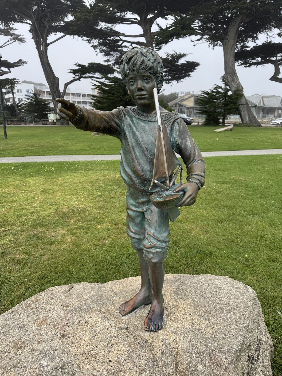 Fowler's Boy with Sailboat Statue
